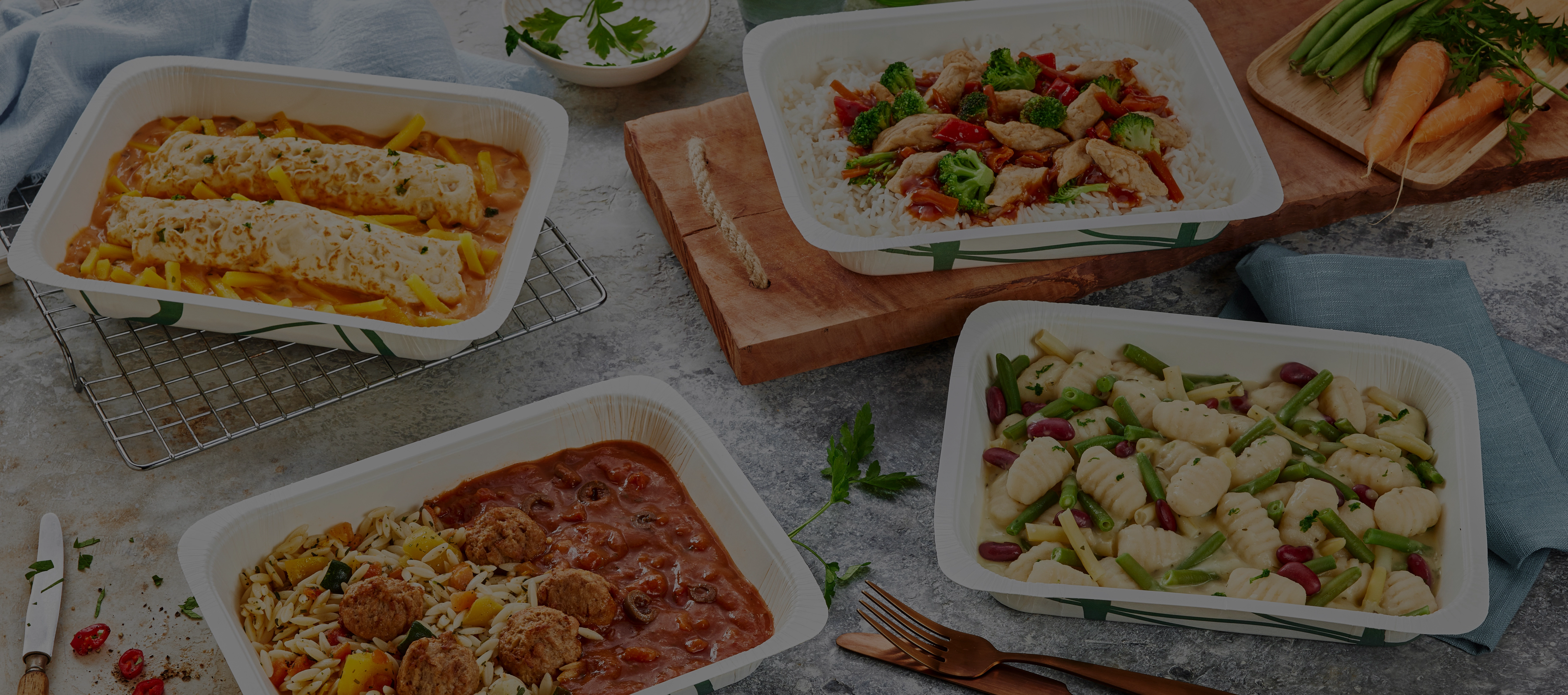 Abwechslungsreiche Gerichte in 8er Menüboxen